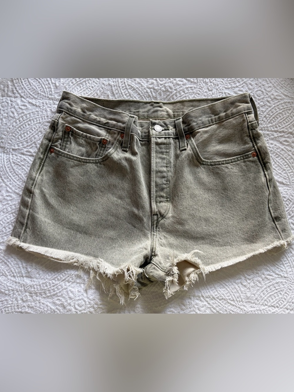 Women’s Levi's Faded Olive Frayed Hem Denim Shorts